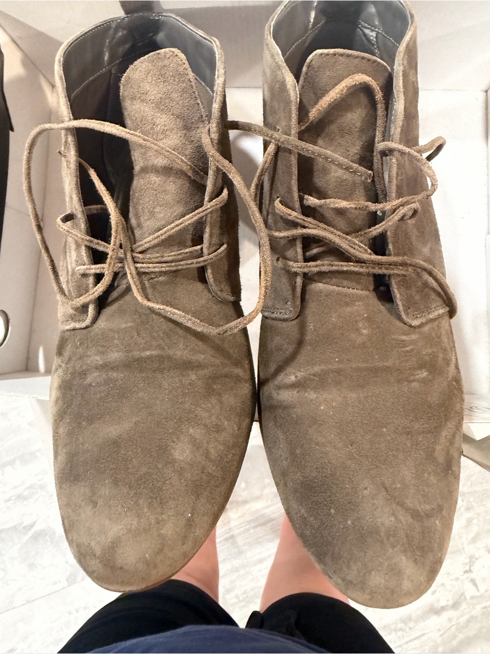 Suede Lace-Up Boots - gray